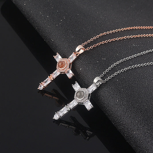 Jewelry Cross Projection Necklace Bronze Projection