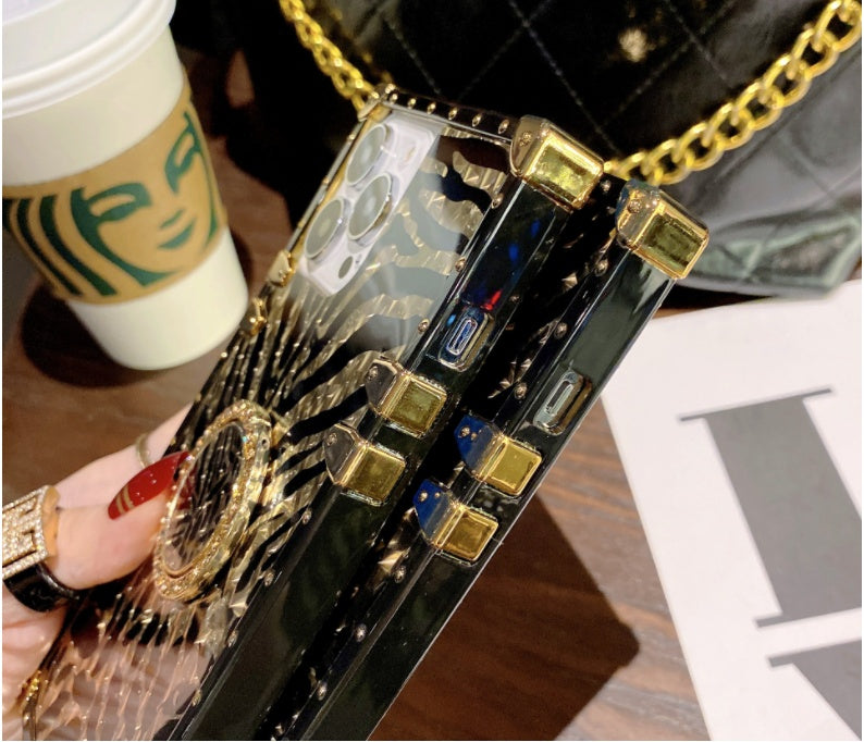 Fashion Autumn And Winter Leopard Feather Square Mobile Phone