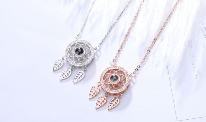Projection love necklace female 100 languages i love you memory dream catcher clavicle chain