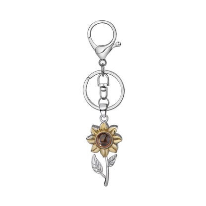 Language Color Photo Custom Sunflower Projection Keychain