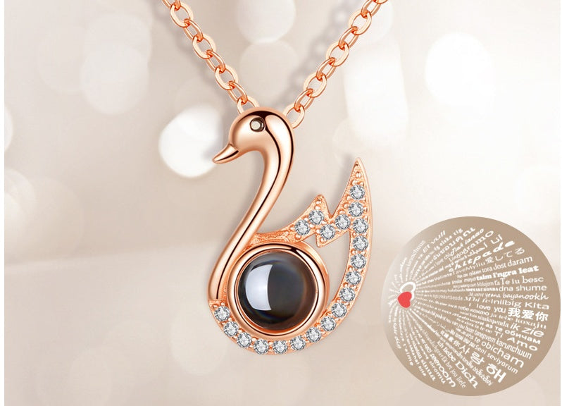 100 Languages Douyin Same Little Swan Projection Necklace