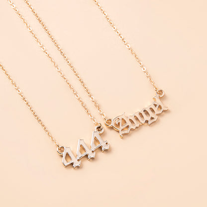 Gold Letter Angel Number 444 777 Multi-layer Chain Necklaces For Women