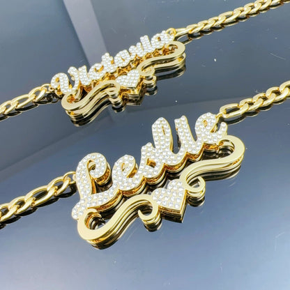 Personalized Double-layer Heart-shaped Nameplate Necklace