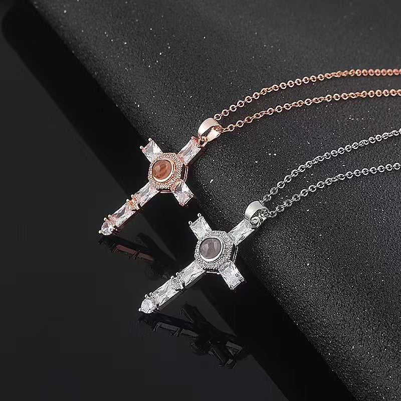 Jewelry Cross Projection Necklace Bronze Projection