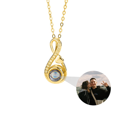 Sterling Silver 8-ring Love 100 Languages Projection Necklace