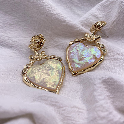 French Vintage Love Pendant Exaggerated Earrings