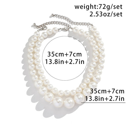 Exaggerated Big Pearl Grace Choker All-match Clavicle Chain Multi-layer Beaded Necklace For Women