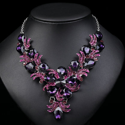 Diamond-Set Alloy Drop-Shaped Exaggerated Jewelry Necklace