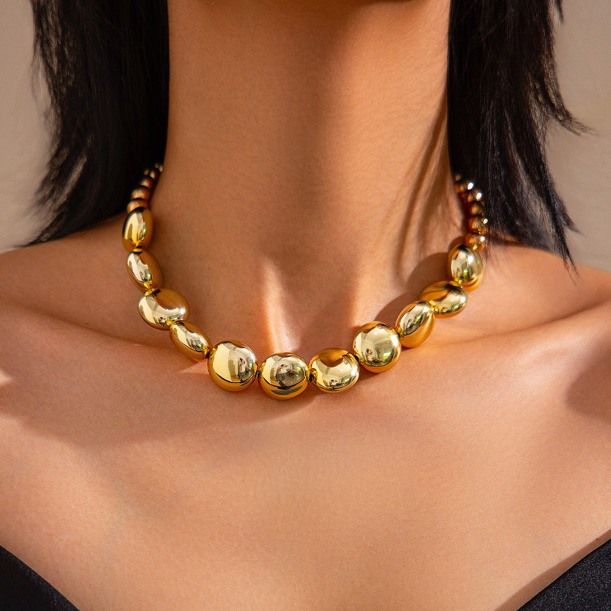 Retro Exaggerated Irregular CCB Beaded Necklace Personality