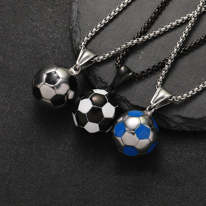 Stainless Steel Ornament Football Pendant Vintage Necklace