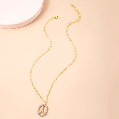 Crystal Letter Necklace Gold Name Initial Alphabet Oval Pendant Necklaces For Women