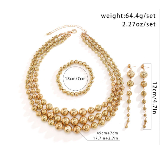 Punk Exaggerated Big Round Bead Trendy Retro CCB Chain Clavicle Necklace