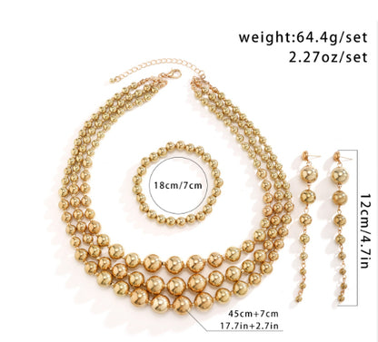 Punk Exaggerated Big Round Bead Trendy Retro CCB Chain Clavicle Necklace