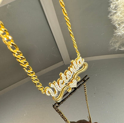 Personalized Double-layer Heart-shaped Nameplate Necklace