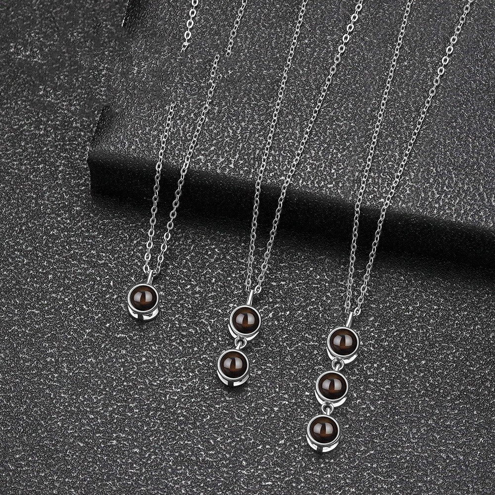 S925 Pure Silver Multi Pendant Projection Necklace