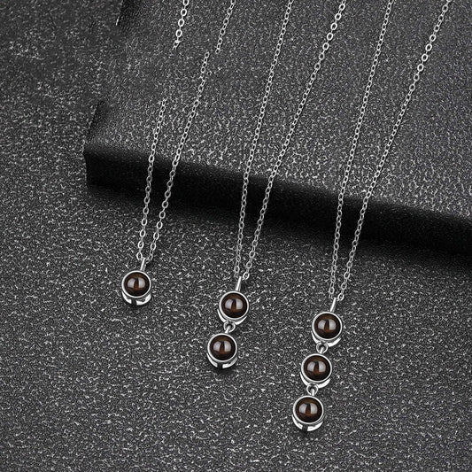 S925 Pure Silver Multi Pendant Projection Necklace