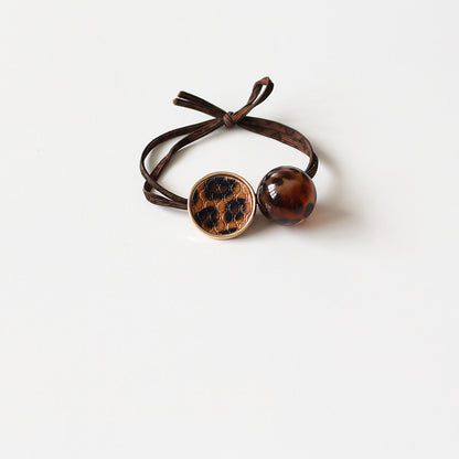 Leopard print round bead hair rope