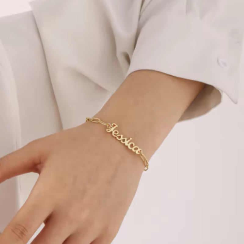 Adjustable Custom Name Bracelet Personalized Paper Clip Name Bracelet - Personalized Gift