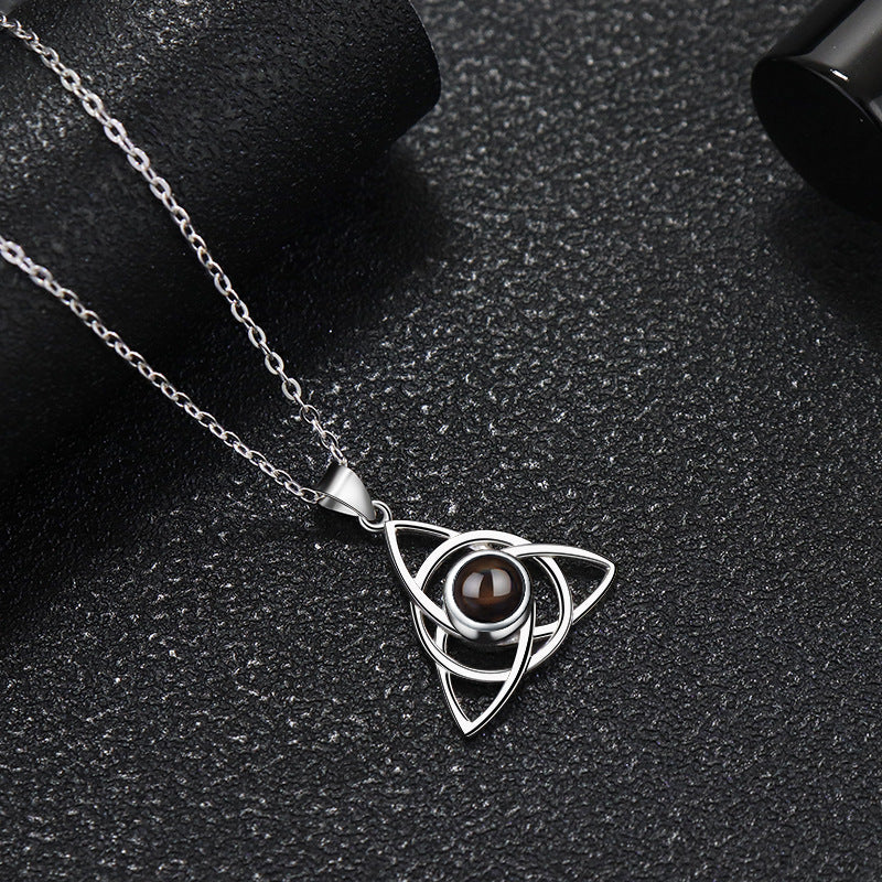 925Silver 100Language Projection Necklace