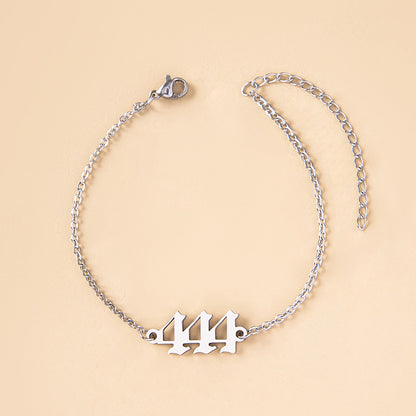 Stainless Steel Lucky Peach Heart Number 4 Bracelet