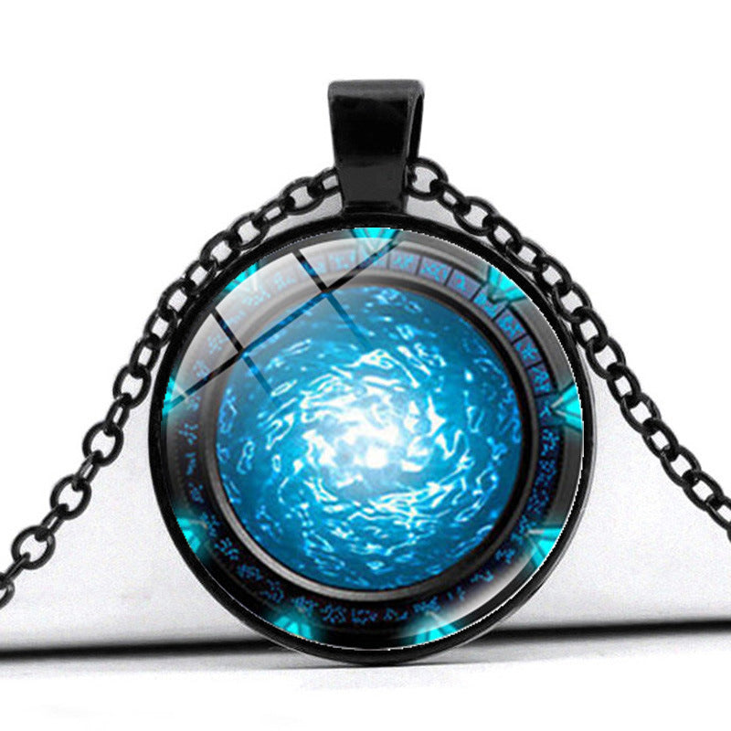 Time Stone Pendant Necklace With Silver Plated Base