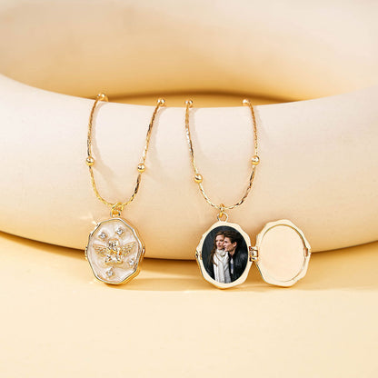 Angel Photo Opening And Closing Box, Cute Pet Photo Frame, Vintage Necklace