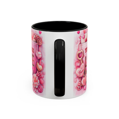 Your Name Love Forever mug | Valentine heart floral coffee mug