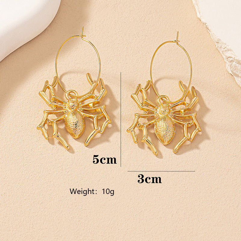 European And American Popular Metal Spider Earrings Exaggerated And Personalized Design Sense Female Hip Hop Punk