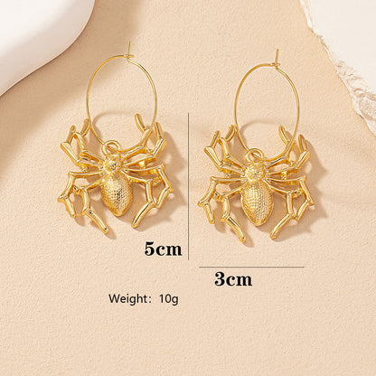 European And American Popular Metal Spider Earrings Exaggerated And Personalized Design Sense Female Hip Hop Punk