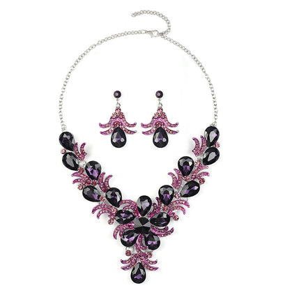Diamond-Set Alloy Drop-Shaped Exaggerated Jewelry Necklace