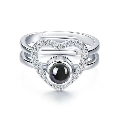 Silver Custom Heart Projection Photo Ring