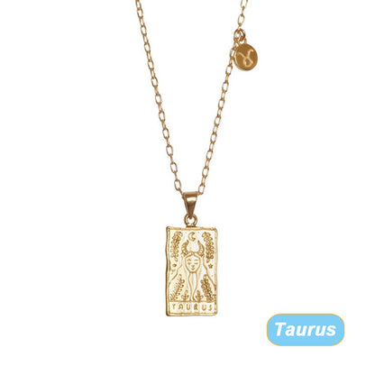 Tarot Necklace Popular Square Brand Retro Constellation Necklace