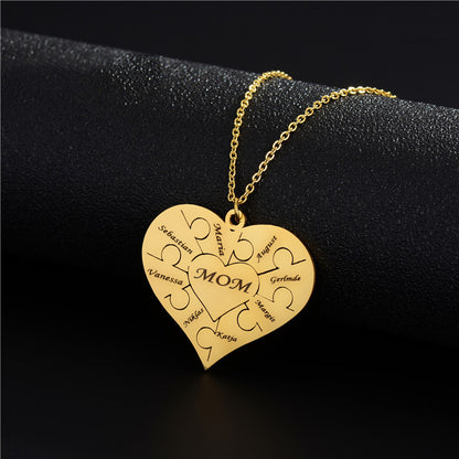 Creative Peach Heart Stainless Steel Puzzle Necklace