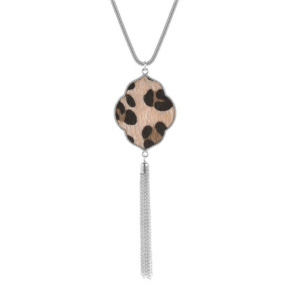 Accessories Horsehair Leopard Print Flower Tassel Necklace