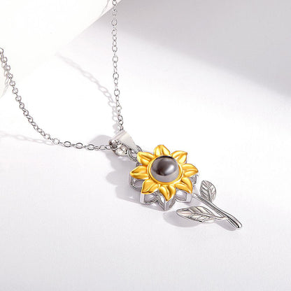 925 Silver Sunflower Projection Necklace