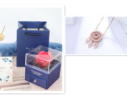 Projection love necklace female 100 languages i love you memory dream catcher clavicle chain