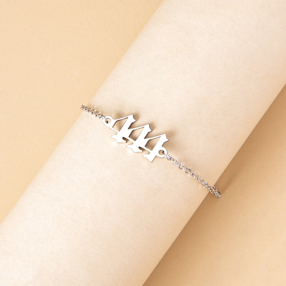 Stainless Steel Lucky Peach Heart Number 4 Bracelet