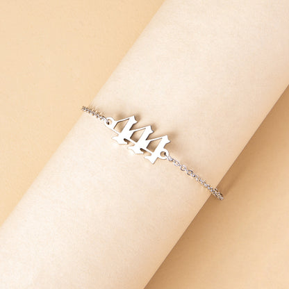 Stainless Steel Lucky Peach Heart Number 4 Bracelet
