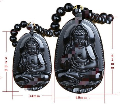 Natural Crystal Obsidian Raw Stone Polished Carved Pendant Necklace Ornaments