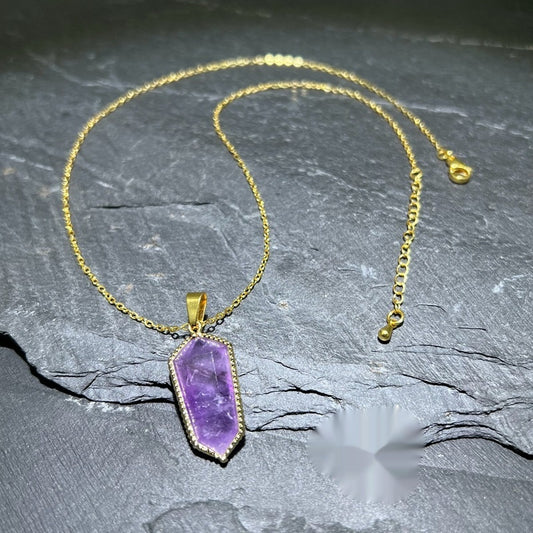 Natural Amethyst Crystal Agate Pendant Rough Stone Gemstone Necklace
