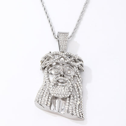 Men's Retro Exaggerated Avatar Micro Inlaid Zircon Hip Hop Necklace