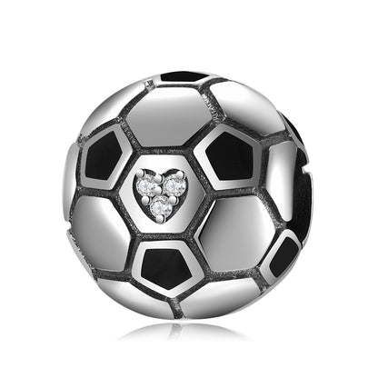 Football Basketball Sports Beads Hollow Loose Beads S925 Sterling Silver Beads Diy Bracelet Accessories