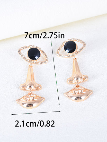 Exaggerated Long Retro Nose Lips Eye Earrings