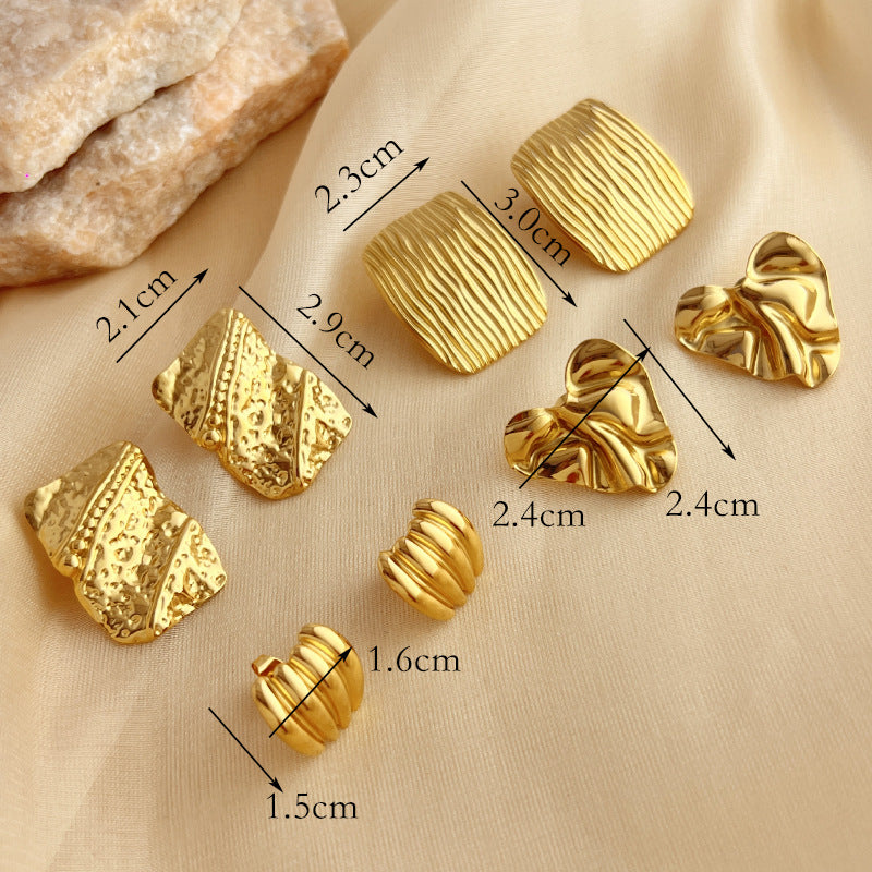 Exaggerated 18K Gold Stainless Steel Studs Ladies