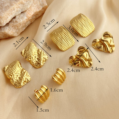 Exaggerated 18K Gold Stainless Steel Studs Ladies