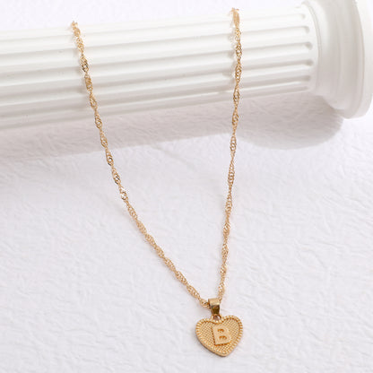 Fashion Jewelry Creative Simple Women's Peach Heart Letter Necklace Love Pendant