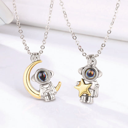 100 Languages Projection Astronaut Pendant Necklace