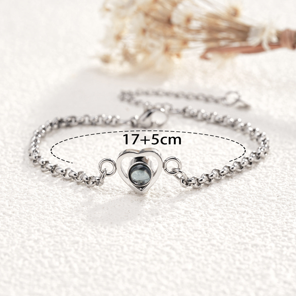 Titanium Steel Heart-shaped Projection Customized Picture Bracelet