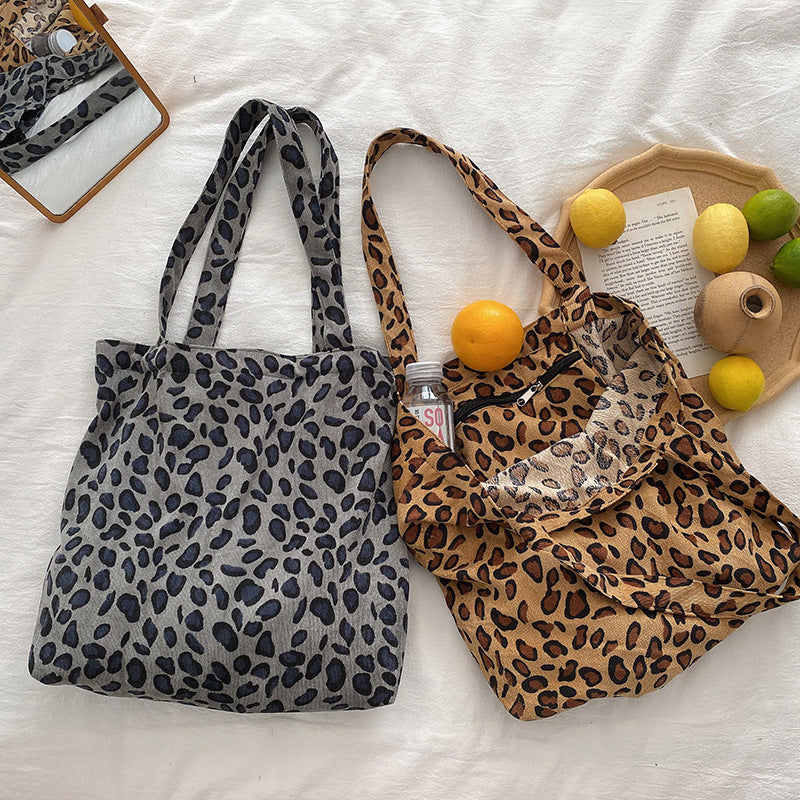 Autumn And Winter Leopard Print Large-capacity Shopping Bag