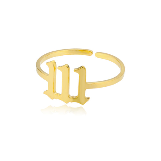 Stainless Steel Angel Number Ring Adjustable